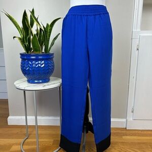 BANANA REPUBLIC Silky Royal Blue Black Straight Leg Cropped Ankle Dress Pant